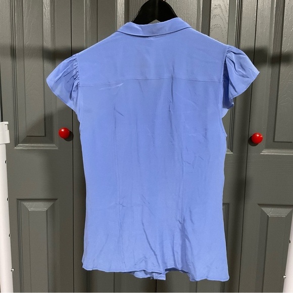 Maeve Anthropologie Womens Powder Blue Silk Collar Cap Sleeve Blouse Size 6 - Picture 12 of 12